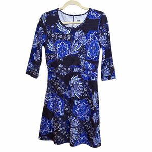 Title Nine Dream Purple Dress Half Sleeve Floral Paisley Size Small Active